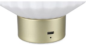 Stmievateľná LED stolová lampa v bielej a zlatej farbe so skleneným tienidlom (výška 19,5 cm) Lord – Trio
