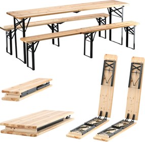 BANQUET SET - STÔL 220 x 50 x 77 cm + 2 LAVICE 220 x 25 x 47 cm - SKLADACIE *2829