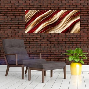 Obraz - Zlato - biela textúra (120x50 cm)