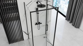 Rea Fold, 3-stenová sprchová kabína so skladacími dverami 100 (dvere) x 90 (stena) x 195 cm, čierny profil, KPL-09917