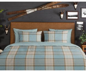 Modré predĺžené flanelové obliečky na dvojlôžko 200x220 cm Jacco – Good Morning