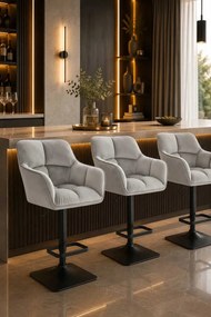 LuxuryForm DESIGN Barová stolička AMALFI VELUR na čiernej hranatej podstave - svetlo šedá