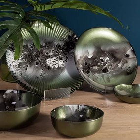 Dekoračný tanier SABA 02 zelený / oceľový