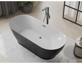 Mexen Roxy, voľne stojaca vaňa 180 x 85 cm, biela-čierna, grafitový matný brúsený prepad, 51201808575-66