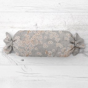 Biante Vankúš valec bonbon Sandra SA-634 Biele čerešňové kvety na sivom 15x40 cm