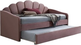 Čalúnená posteľ Bella Velvet 90x200 s výsuvnou prístelkou púdrová