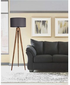 Čierno-hnedá stojacia lampa s textilným tienidlom (výška 153 cm) Tripod – Opviq lights