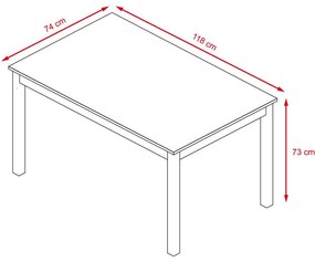 Jedálenský set 4x stolička + stôl Catini KAMPALI - Biela