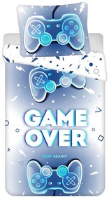 Bielo-modré bavlnené detské obliečky na jednolôžko 140x200 cm Game over – Jerry Fabrics