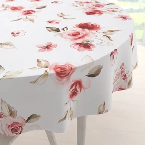 Biante Teflónový okrúhly obrus TF-023 Červené ruže na bielom Ø 60 cm