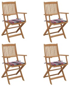 Skladacie záhradné stoličky s podložkami 4 ks akáciový masív 3064630
