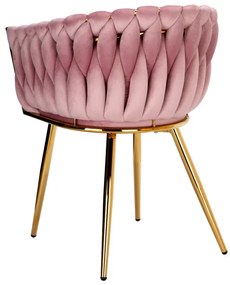 Jedálenská stolička COFTON zamatová, zlatá / ružová