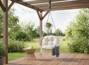 GARDEN LINE Závesné kreslo – Bocianie hniezdo s vankúšom 80 × 60 × 120 cm – béžové