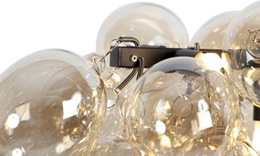 Inteligentné závesné svietidlo čierne s jantárovým sklom vrátane 8 Wi-Fi G9 - Uvas