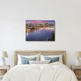 Obraz nočného mesta Bratislavy s riekou (70x50 cm)