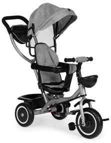 ECOTOYS Trojkolka 2v1 s otočným sedadlom + sklopná strieška - sivá