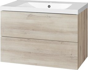Mereo, Mereo Aira, kúpeľňová skrinka s umývadlom z liateho mramoru 81 cm, dub Kronberg, MER-CN721M