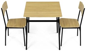 Jedálenský set Industrial s 2 stoličkami, 70 x 70 x 76 cm, divoký dub