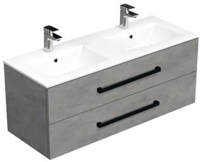 Kúpeľňová skrinka s čiernou úchytkou a umývadlom SAT Cube Way 120x53x46 cm betón mat CUBE46C1202BEMOD, 1 ks