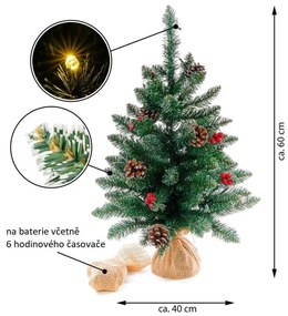 Vianočný stromček s osvetlením - 60 cm, 30 LED
