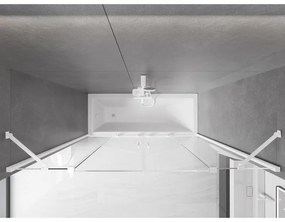 Mexen Velar Duo, vaňová zástena 2-krídlová s posuvnými dverami 190 x 150 cm, 8mm číre sklo, biely profil, 896-190-000-02-20