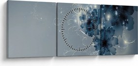 Obraz - Nežné kvety (s hodinami) (90x30 cm)