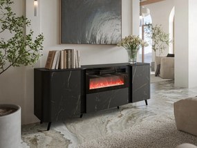 Komoda s krbom Newort 200 EF, Farby: čierna matná / čierna san sebastian
