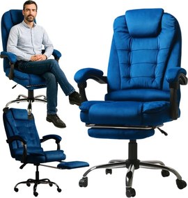 Kancelárske kreslo BOSS s podnožkou - modrá textília