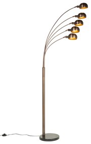 Dizajnová stojaca lampa tmavo bronzová so zlatom 5-svetlo - Sixties Marmo