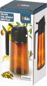 VILDE Sklenený rozprašovač a dávkovač na olej 2v1 450ml - hnedé sklo