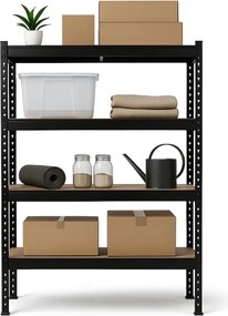 Regál 180x180x50 cm profesionálny 4-policový, nosnosť 1200 kg - čierny