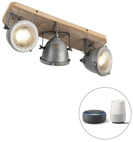 Inteligentné bodové svetlo oceľ s drevom sklápateľné vrátane 3 WiFi GU10 - Emado