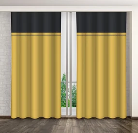 Moderné žlto-čierne dekoračné závesy na štipce Dĺžka: 250 cm