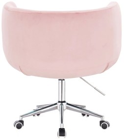 LuxuryForm DESIGN Kreslo MONTANA VELUR na striebornej podstave s kolieskami - ružové