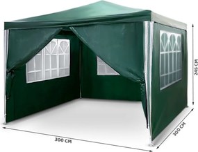 Zelený záhradný pavilón 3x3m PLONOS 4935