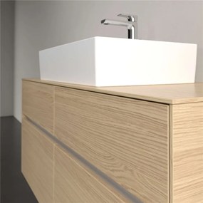 VILLEROY &amp; BOCH Collaro závesná skrinka pod umývadlo na dosku (umývadlo v strede), 4 zásuvky, s LED osvetlením, 1200 x 500 x 548 mm, Nordic Oak, C128B0VJ