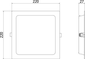 Mexen LDRR, LED stropné svietidlo na zapustenie 22 x 22 cm, 18W, neutrálna - 4000K, 1350 lm, čierna - L211-022-1840-70