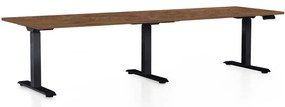 Výškovo nastaviteľný stôl OfficeTech Long, 260 x 80 cm, čierna podnož, dub silverjack