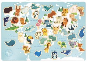Magnetická mapa sveta - Kde žijú zvieratká - 40 ks