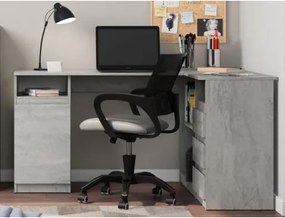 Rohový písací stôl Carlos, sivý betón%