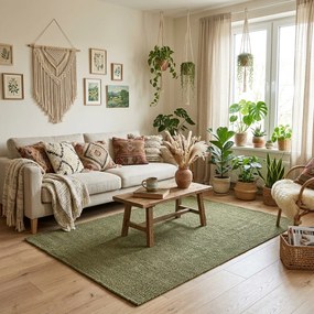 Hanse Home, Kusový koberec Bouclé Jute 105977 Jungle Green, 60x90, zelená, chodba / predsieň