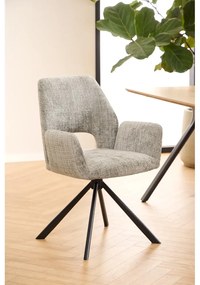 Svetlosivé čalúnené jedálenské kreslo s podrúčkami Graham – Actona