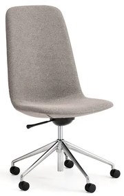 Stolička LANGLEY, stredný sedák, s kolieskami, brúsený hliník/šedohnedá