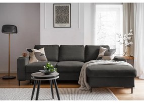 Tmavosivá menčestrová rozkladacia rohová pohovka (pravý roh) Lofty Lilly – Miuform