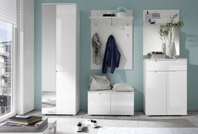 Komoda/botník Spice, lesklá biela