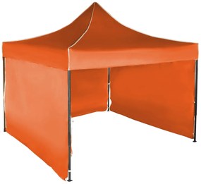 Rýchlorozkladací nožnicový stan 3x3m – oceľový, 3 bočné plachty, Oranžová