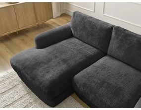 Čierna ženilková rohová pohovka (ľavý roh/s leňoškou) Leonore – Bobochic Paris