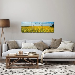 Obraz - pás slnečníc (s hodinami) (90x30 cm)