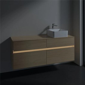 VILLEROY &amp; BOCH Collaro závesná skrinka pod umývadlo na dosku (umývadlo vpravo), 4 zásuvky, s LED osvetlením, 1400 x 500 x 548 mm, Nordic Oak, C047B0VJ