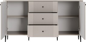 Komoda Vesper 160 cm so zásuvkami na nožičkách - kašmír / čierne nohy